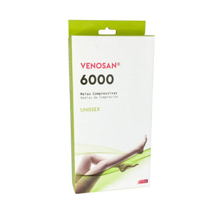 Meia Venosan 6000, cor bege, 3/4 (panturrilha), 20-30mmHg, Média Compressão (Ponteira Aberta)