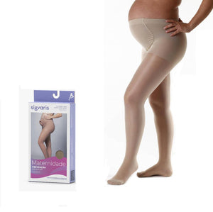 Meia Sigvaris Audace, cor natural, Meia-calça Materna, 15-20mmHg, Suave Compressão (Ponteira Fechada)