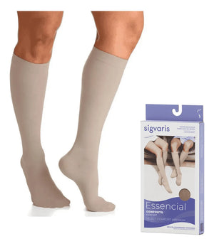 Meia Sigvaris Select Comfort, cor Natural Escura, 3/4 (Panturrilha), 20-30mmHg, Média Compressão (Ponteira Fechada)