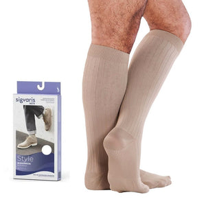 Meia Sigvaris Actitud, Cor Caqui, 3/4 Panturrilha, 15-20mmHg, Suave Compressão (Ponteira fechada)