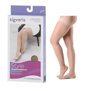 Meia Sigvaris Ever Sheer, Cor Natural, 7/8 Meia-coxa, 20-30mmHg, Média Compressão (Ponteira fechada)