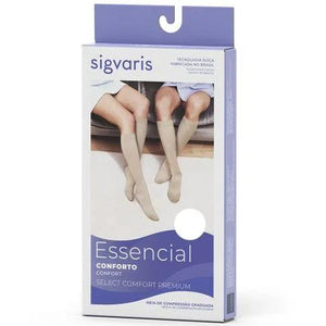 Meia Sigvaris Select Comfort, cor Natural Escura, 3/4 (Panturrilha), 20-30mmHg, Média Compressão (Ponteira Aberta)