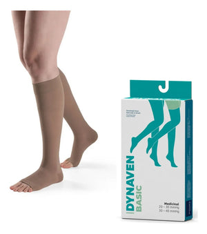 Meia Sigvaris Dynaven Basic, cor Bege  , 3/4, Panturrilha, 20-30MmHg, Média Compressão (Ponteira Aberta)