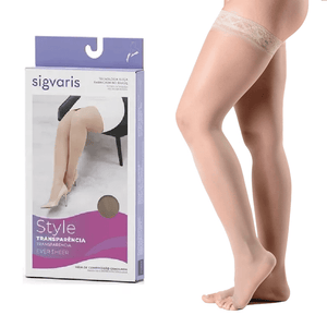 Meia Sigvaris Ever Sheer, Cor Natural, 7/8 Meia-coxa, 20-30mmHg, Média Compressão (Ponteira aberta)