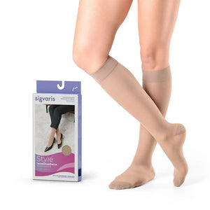 Meia Sigvaris Ever Sheer, Cor Natural, 3/4 Panturrilha, 20-30mmHg, Média Compressão (Ponteira fechada)
